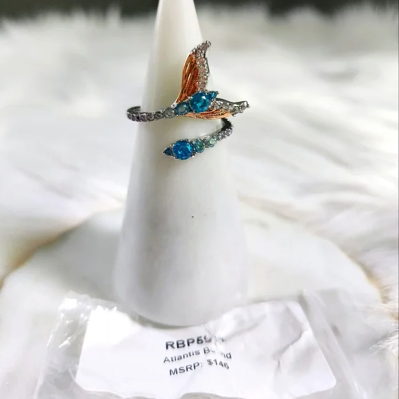 NWT Bomb Party 'Atlantis Bound' Mixed Metal Multicolor Wrap Ring - Size 9 - Picture 8 of 11